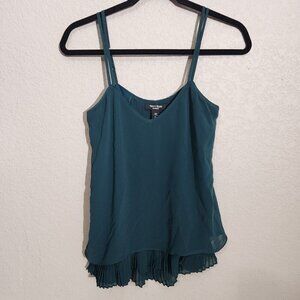 White House Black Market Tank Top XS Petite Teal Pleated Whimsigoth Coquette